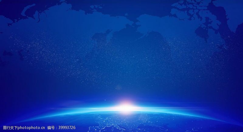 企业名片模板蓝色科技背景蓝色地球背景签到图片