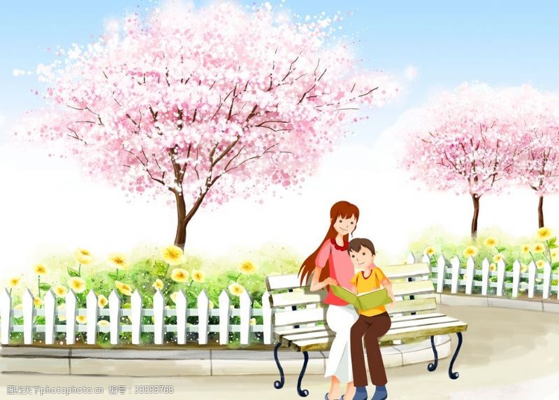 春天活动素材手绘樱花图片