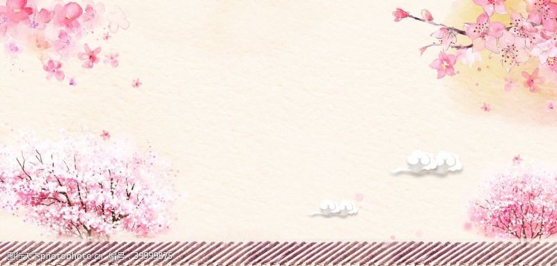春游海报手绘樱花图片