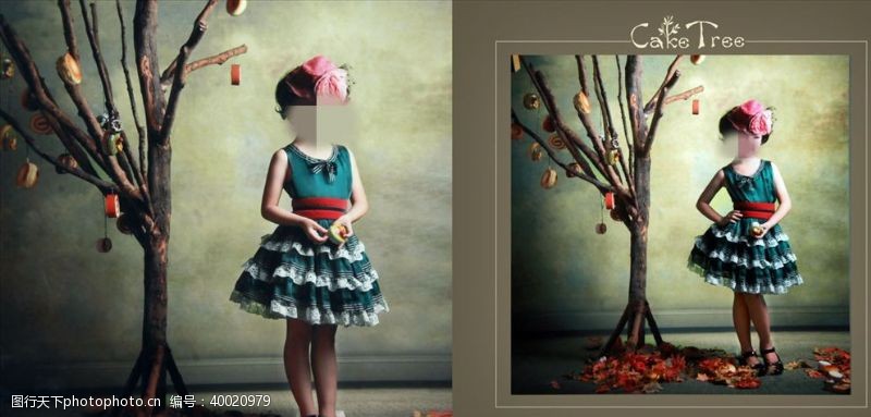 艺术摄影集蛋糕树儿童周岁纪念册PSD模板图片