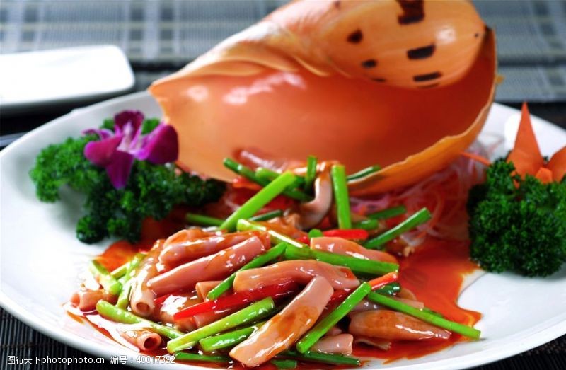 高清菜谱用图韭香海肠图片