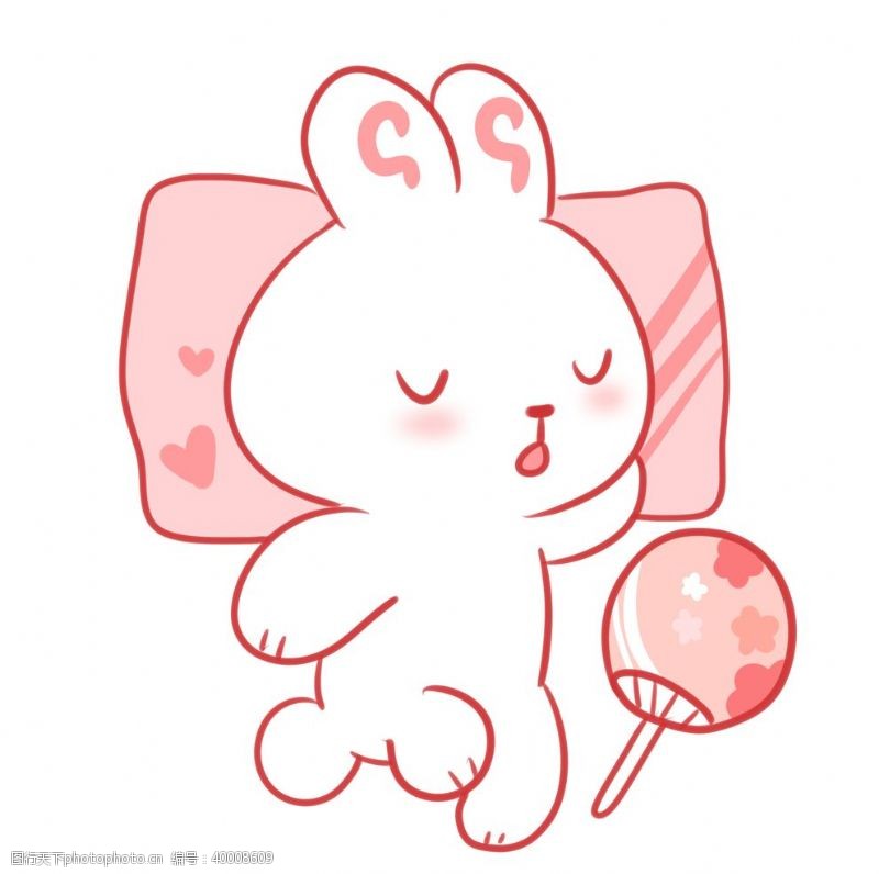 彩色气球卡通兔子睡觉图片