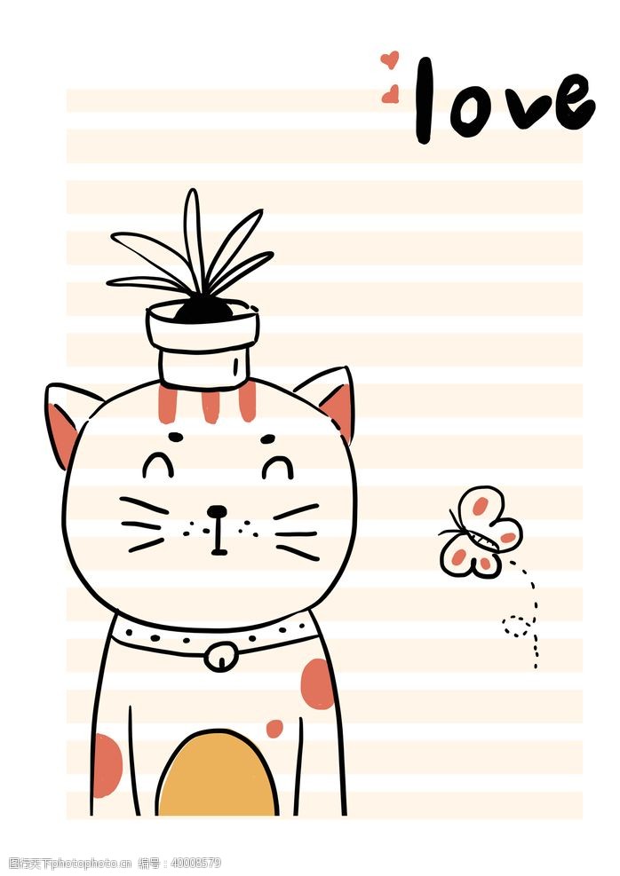 人物标志猫咪插画图片