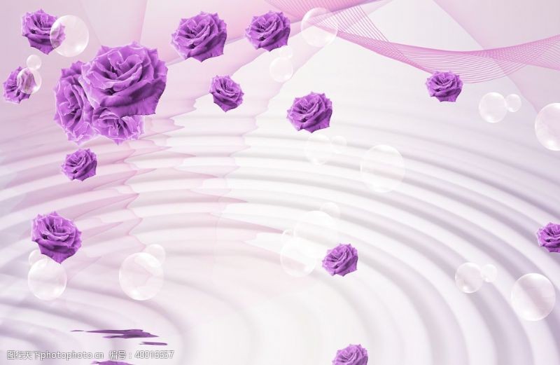 花纹紫色背景玫瑰背景墙图片
