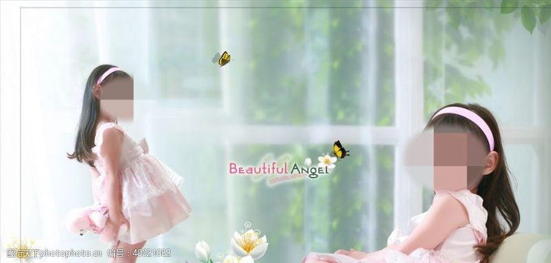 美丽童画美丽天使周岁纪念册PSD模板图片