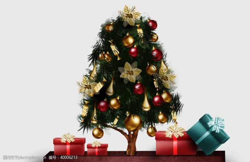 留影圣诞树装饰图片