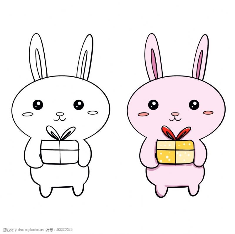 卡通兔子兔子简笔画图片