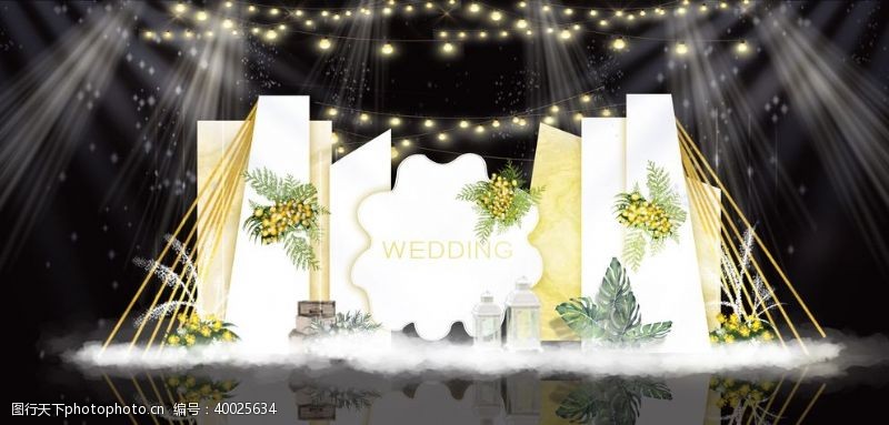 舞台效果图设计香槟色婚礼图片