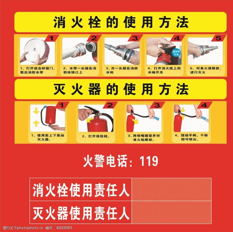 消火栓使用消防指示牌图片