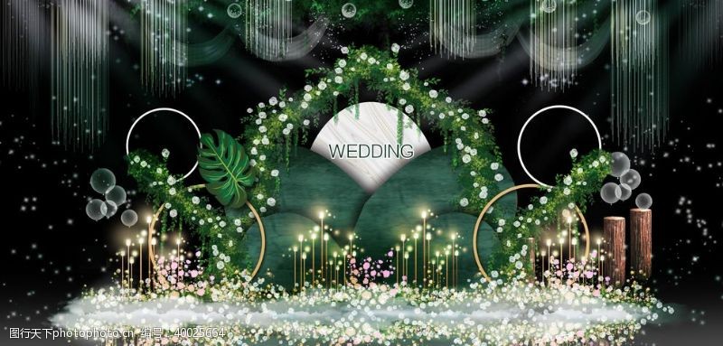 绿色主题背景白绿色婚礼效果图图片