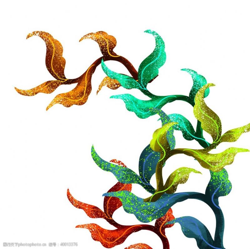 中国风节气插画手绘植物装饰玄素图片