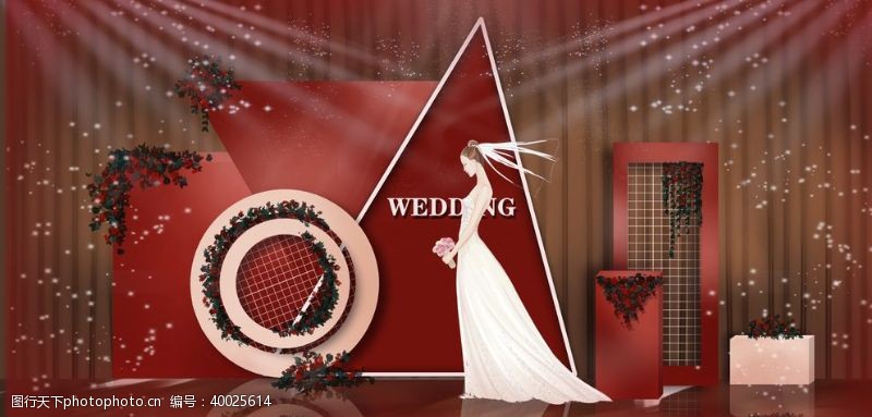 时尚舞台背景红色婚礼图片