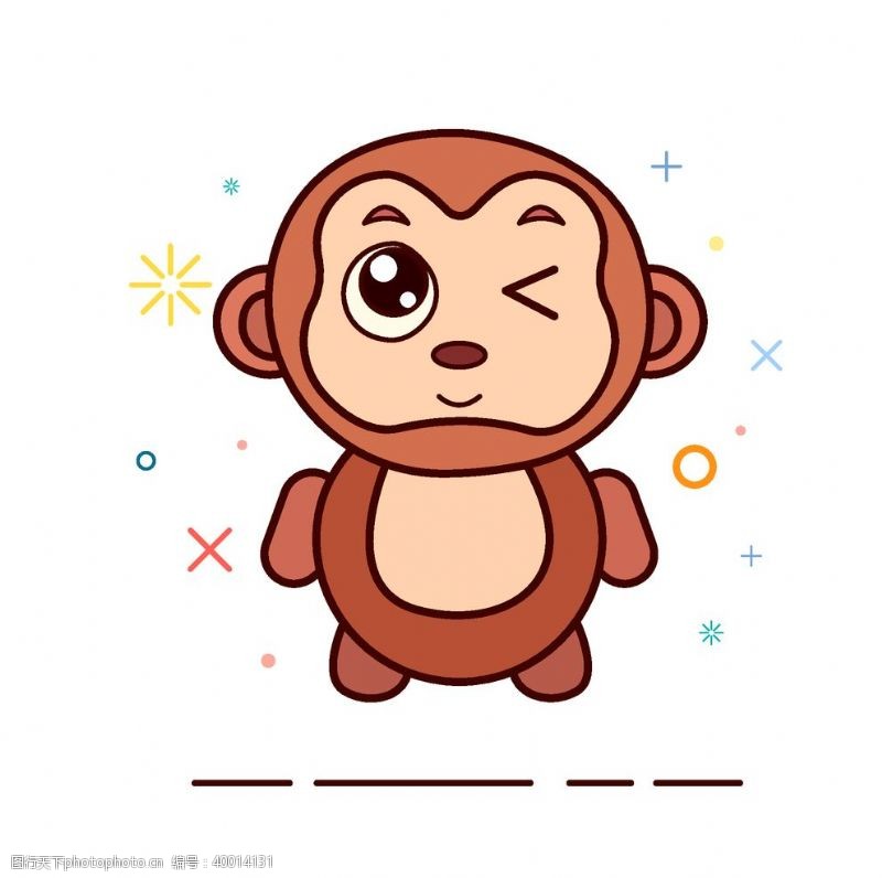 香蕉猴子手绘卡通插画图片