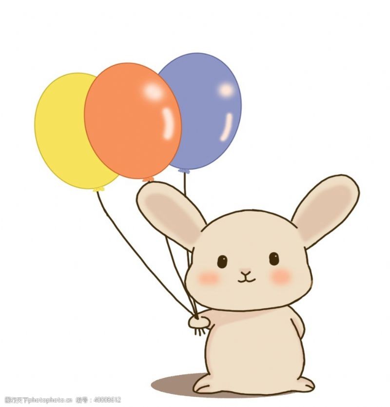 彩色气球卡通兔子插画图片