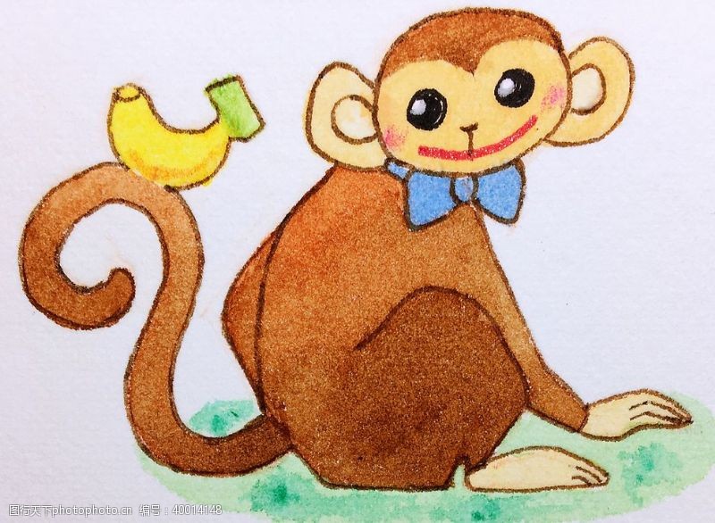 吃衣服可爱猴子插画图片