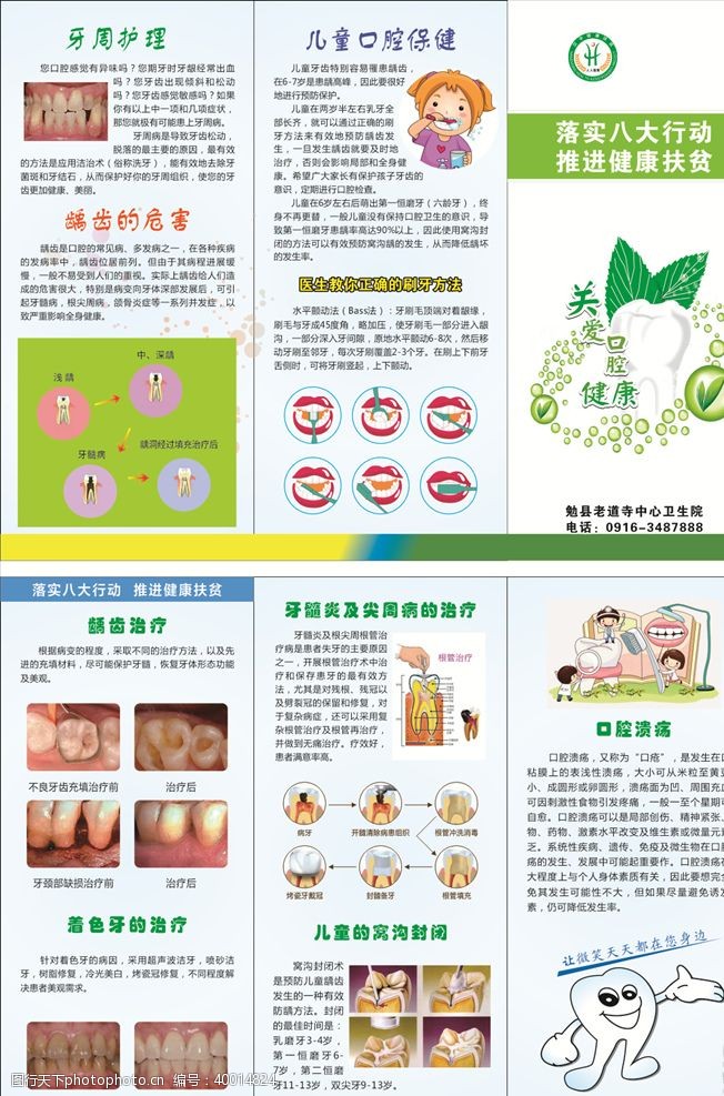绿色折页口腔健康图片
