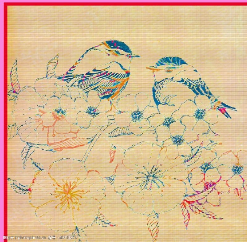 茶文化设计鸟花图片