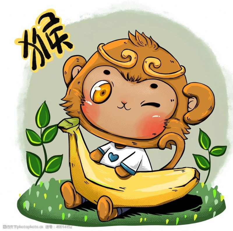 卡通香蕉十二生肖卡通套图之生肖猴图片