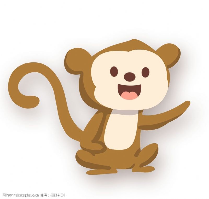 彩色动物图标手绘棕色猴子插画图片