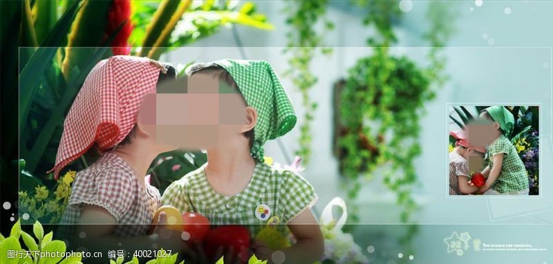 幼儿摄影双子星周岁纪念册PSD模板图片