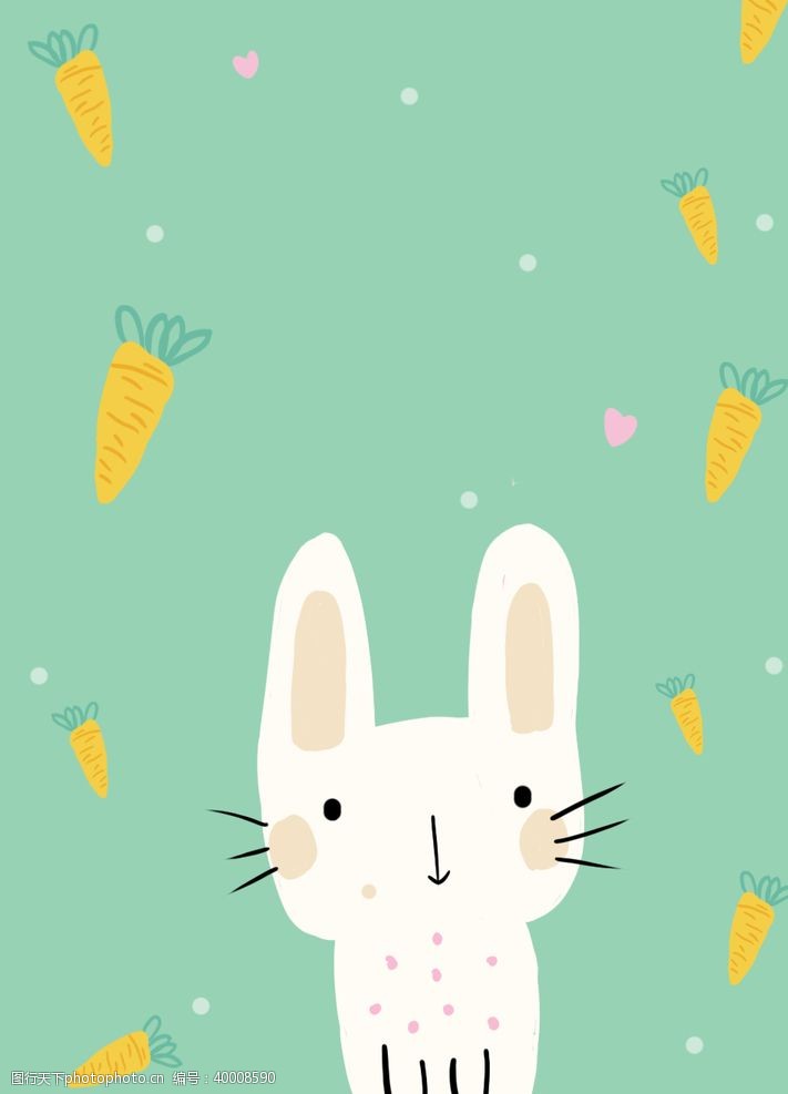 彩色气球兔子插画背景图片