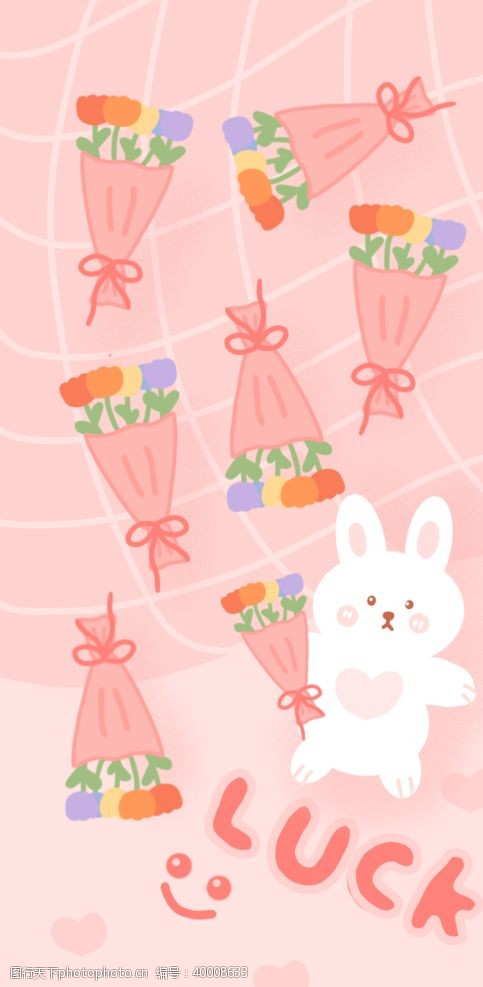 彩色气球兔子元素插画图片