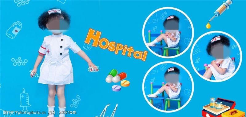幼儿摄影小护士周岁纪念册PSD模板图片