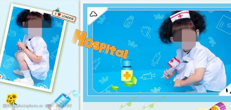 宝宝照相册小护士周岁纪念册PSD模板图片