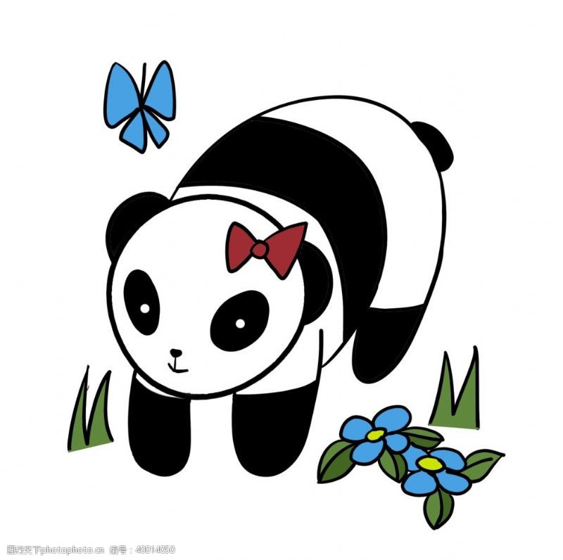 成都剪影熊猫插画图片