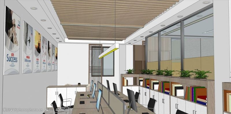 3d室内模型办公区办公室设计图片