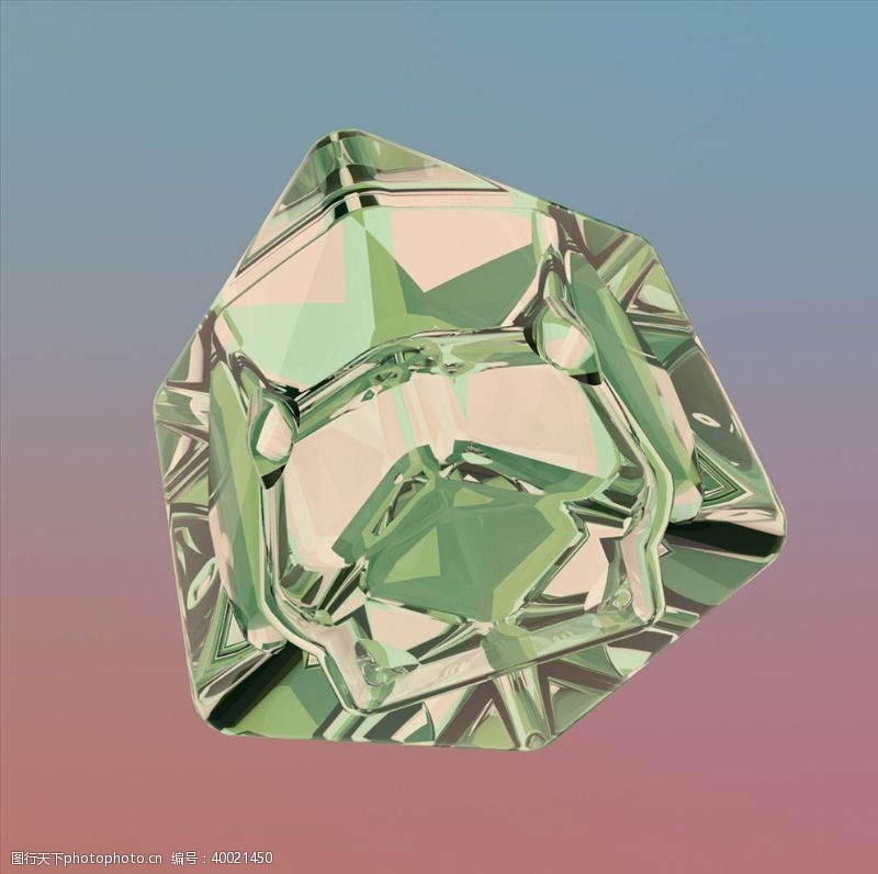 C4D模型动画绿色宝石冰块图片