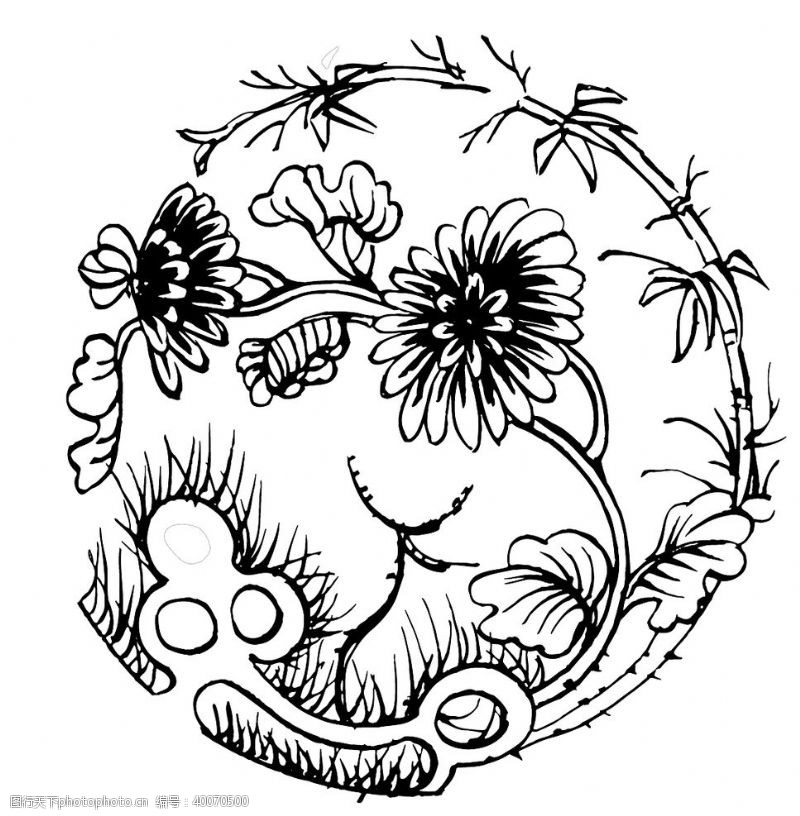 圆形龙古典花纹图片