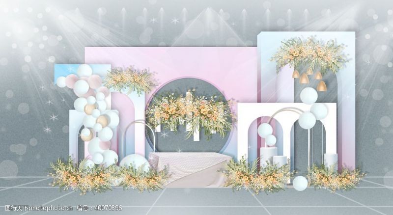 兰色背景婚礼背景婚礼效果图图片