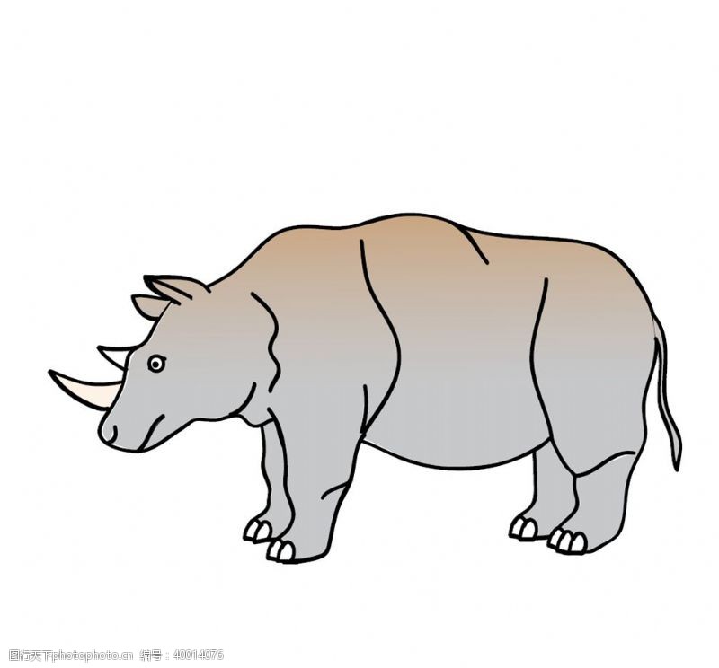 亲子幼儿园卡通犀牛插画图片