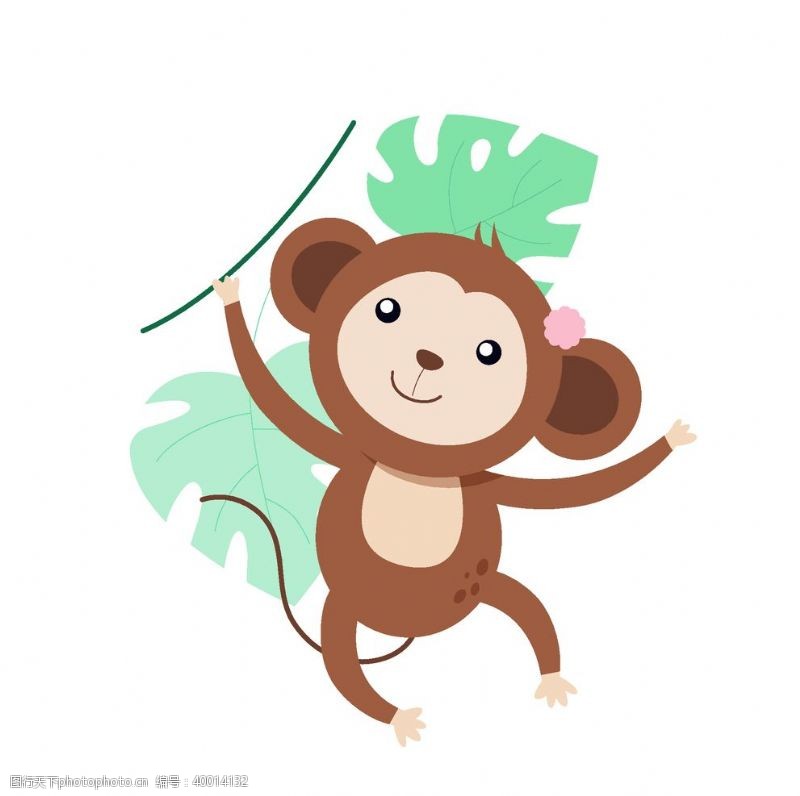 香蕉可爱猴子插画图片