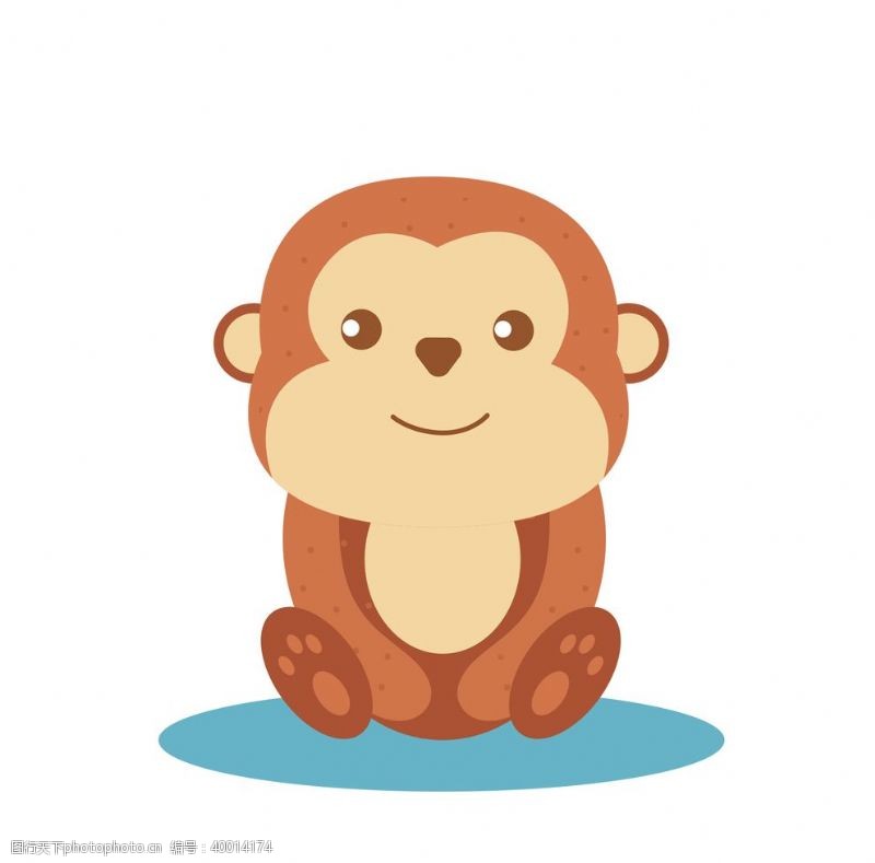 可爱的小图案可爱坐着的猴子插画图片