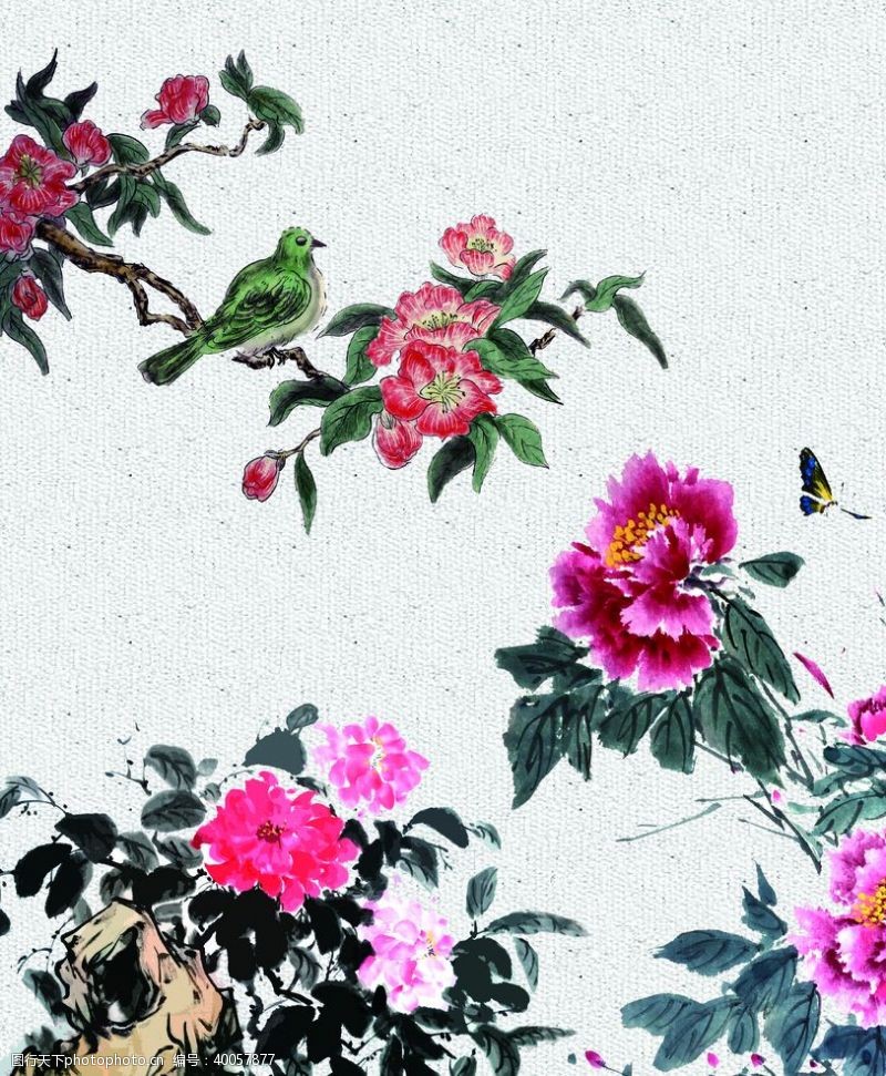 瓷砖鸟语花香图片