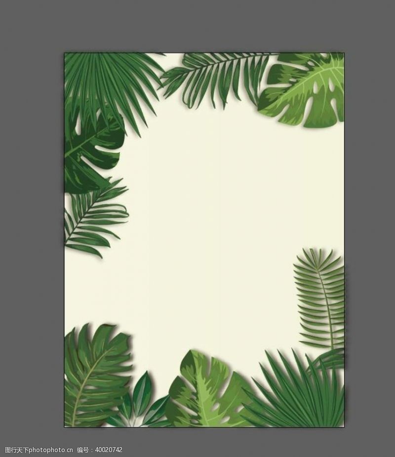 手绘树林热带树叶背景图片