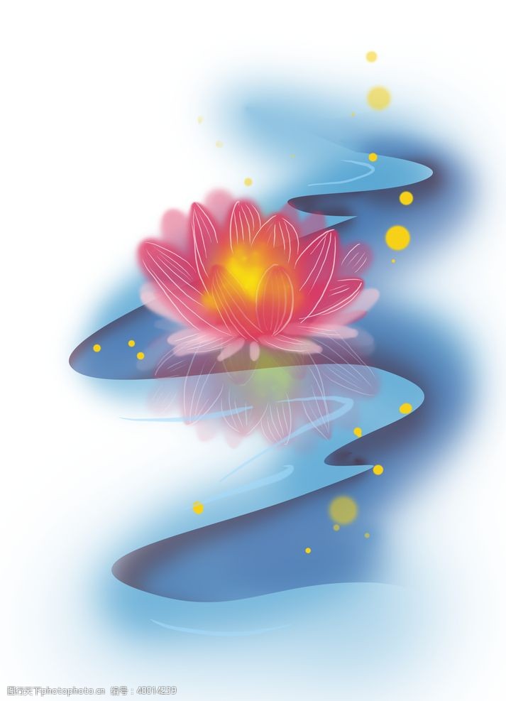 水滴设计唯美粉色莲花插画图片
