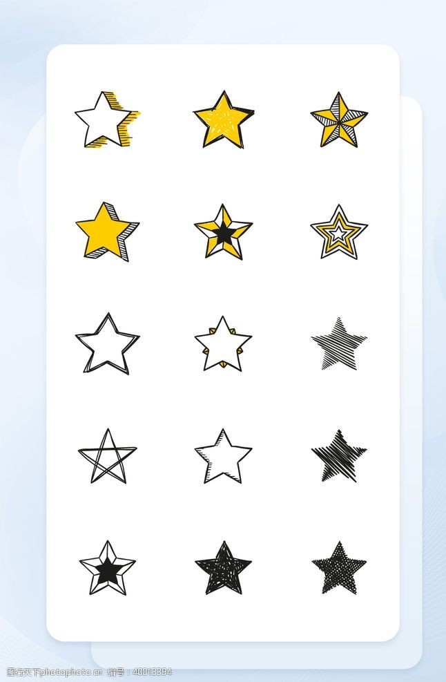 线性手绘星星五角星矢量图标图片