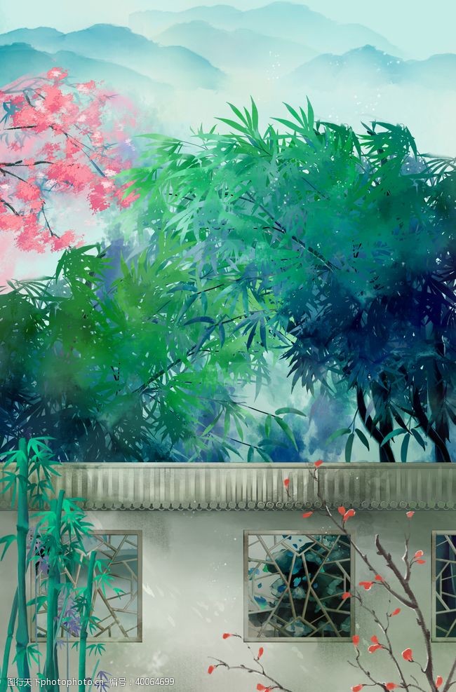背景墙喷绘新中国风图片