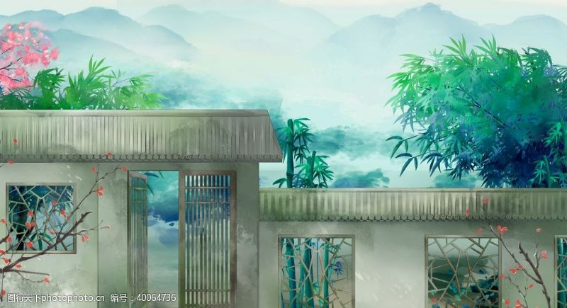 背景墙喷绘新中国风图片