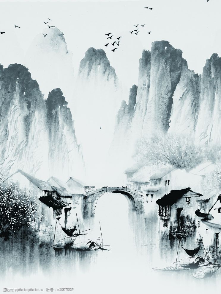 中式玄关意境山水图片