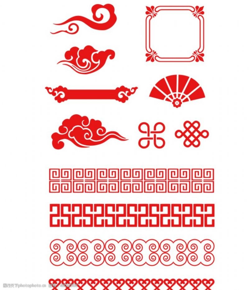 风扇装饰中国风元素边框图片