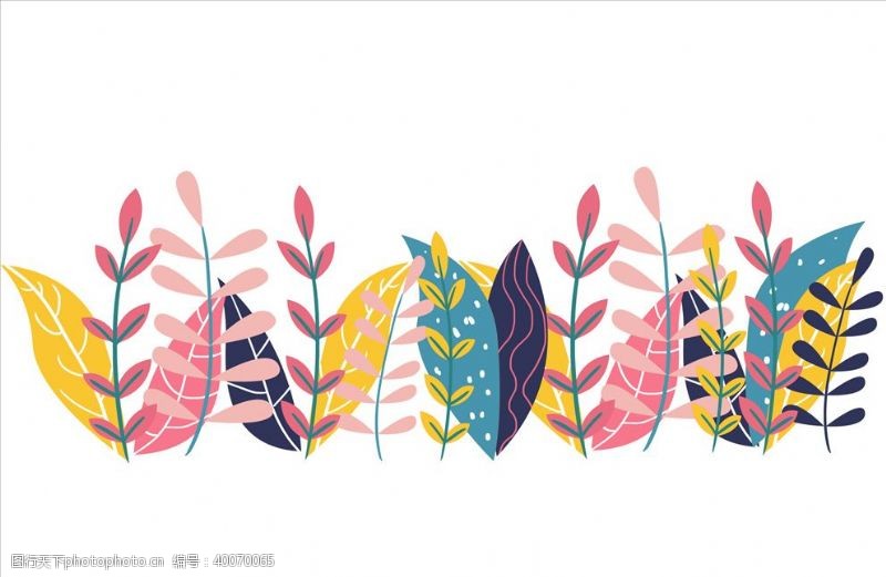 矢量树叶扁平植物插画图片
