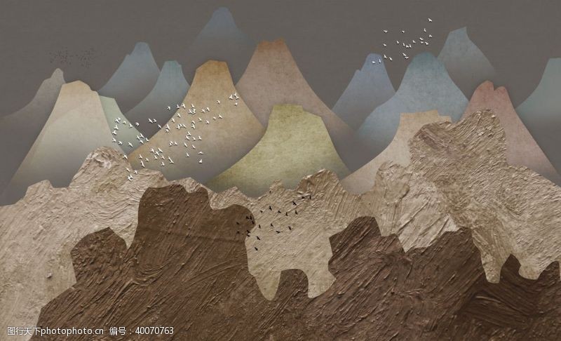 水墨中国风背景图抽象山水背景墙图片