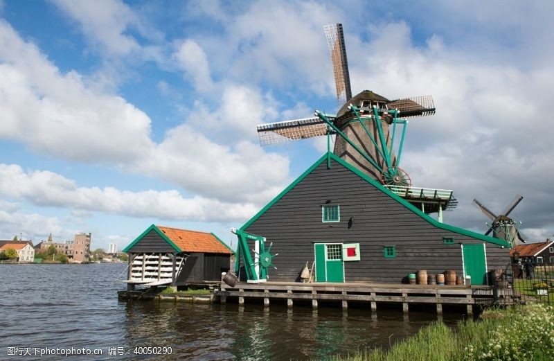 大风车荷兰风光图片