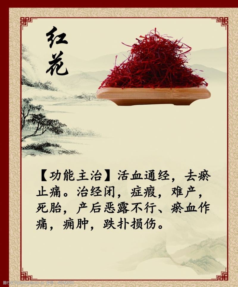 中医设计红花图片