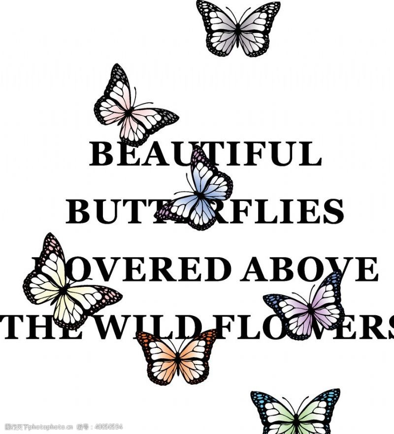 时尚童鞋蝴蝶昆虫T恤图案排版设计图片