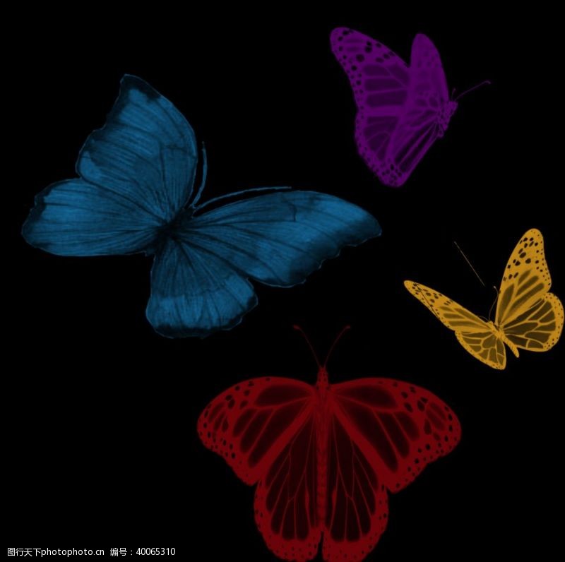 蓝色水彩蝴蝶图片